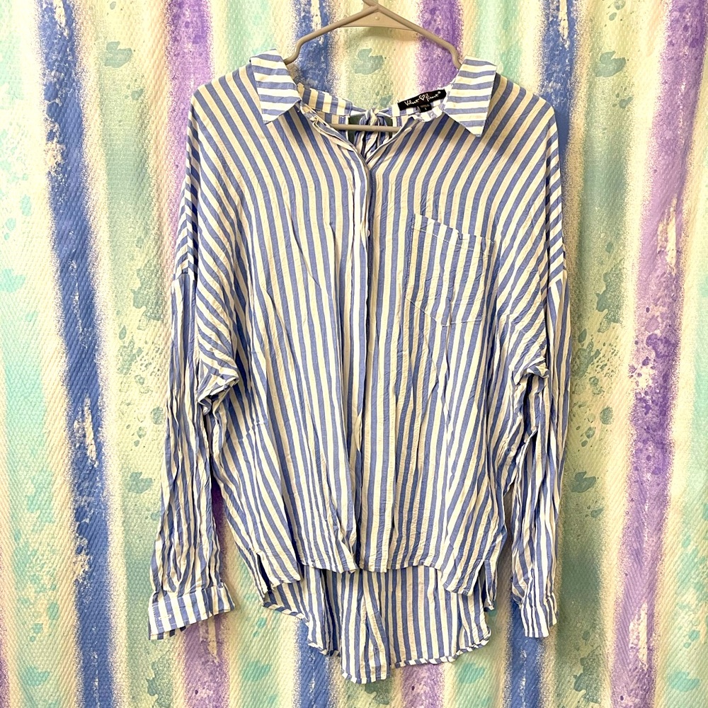 Velvet Heart NWOT striped high low button up